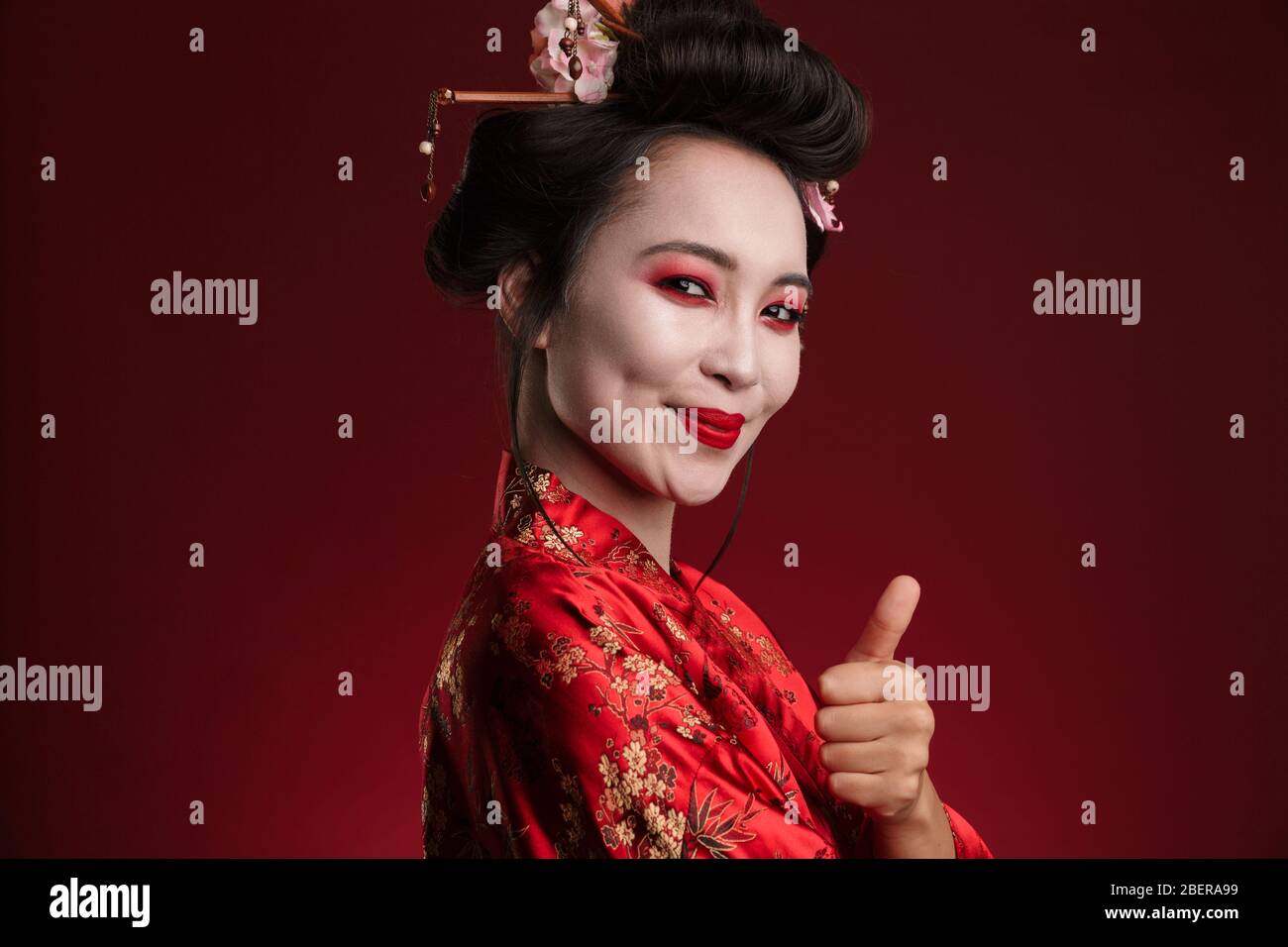 White face geisha makeup Stock Photo by Mint_Images