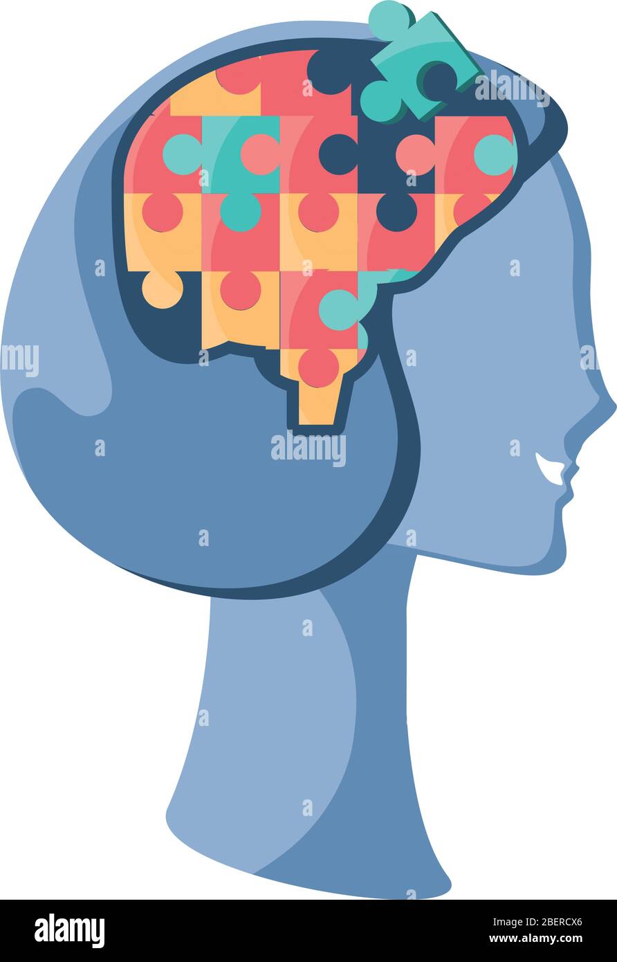 puzzle in human head on white background vector illustration design ...