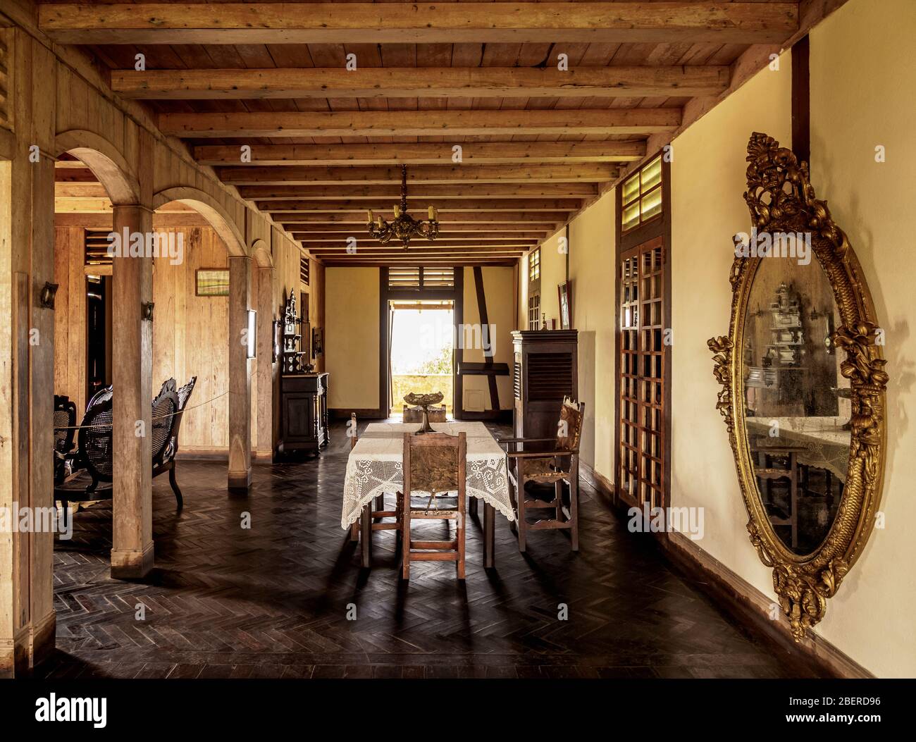 Mansion interior, Cafetal La Isabelica, UNESCO World Heritage Site, La Gran Piedra, Santiago de Cuba Province, Cuba Stock Photo