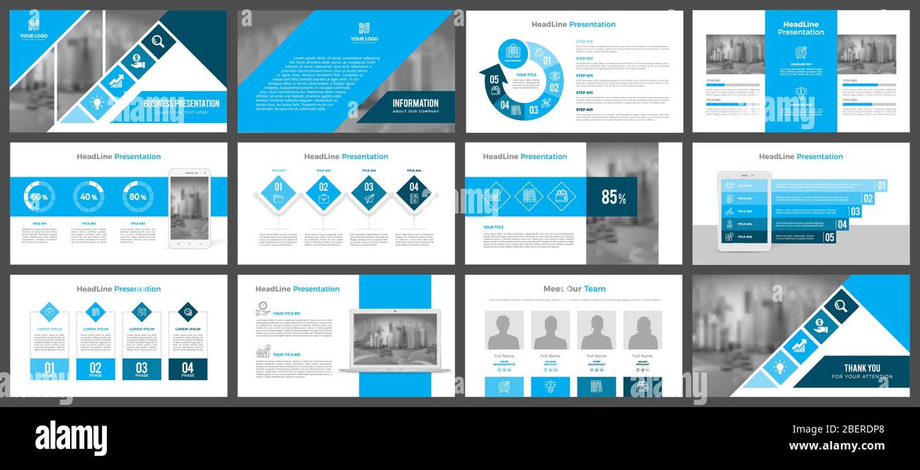 Presentation templates, corporate. Elements of infographics for presentation templates. Stock Vector