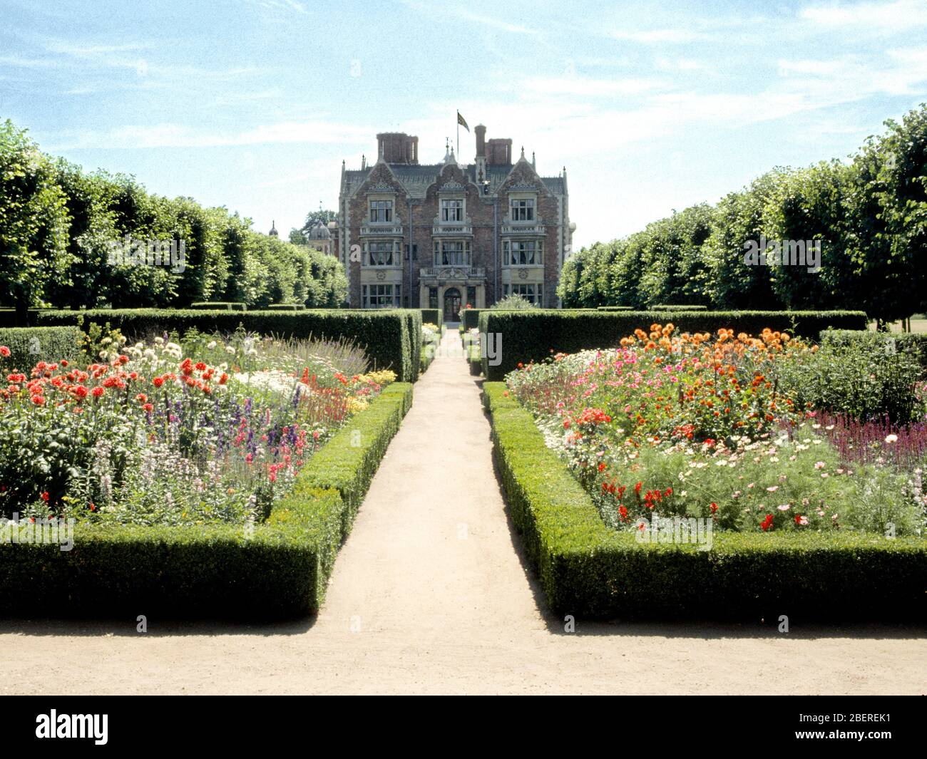 The beautiful gardens at Sandringham House on the Sandringham Estate country home of HM Queen Elizabeth II, Norfolk, England 1994 Stock Photo