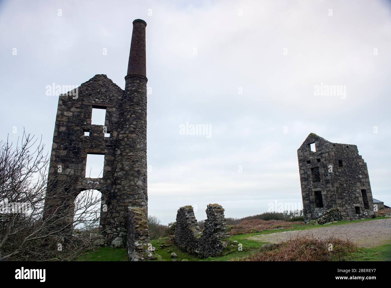 Botallack Mine and Count House Car Park, Cornwall England UK Stock Photo