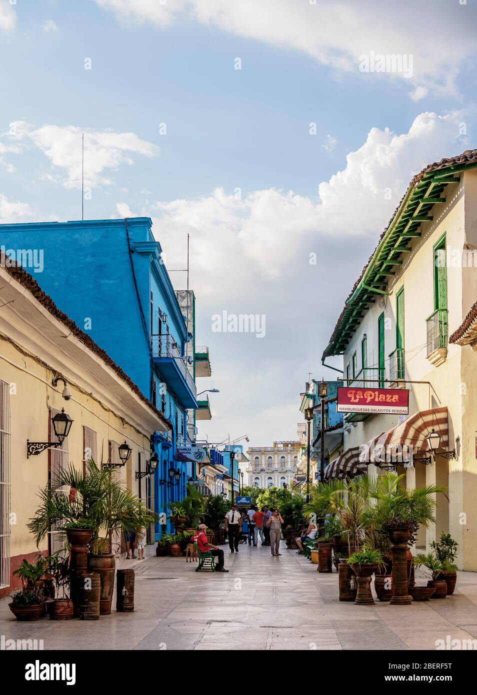 Pedestrian Boulevard Independencia Sur, Sancti Spiritus, Sancti Spiritus Province, Cuba Stock Photo