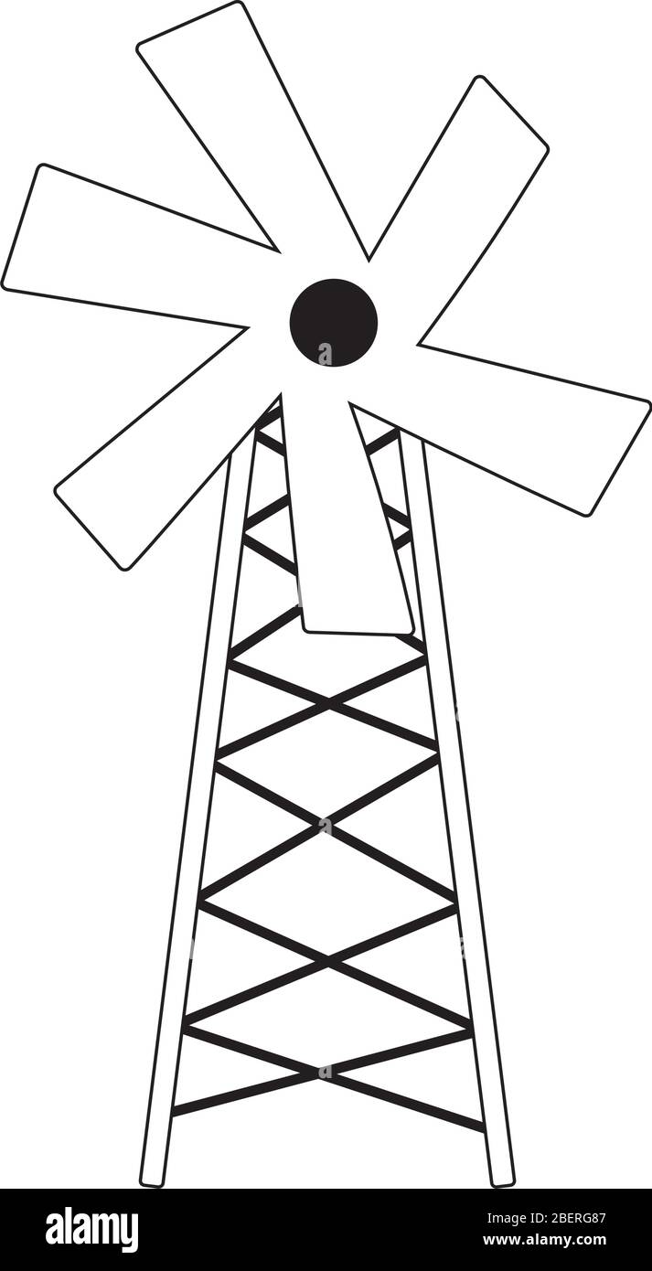 farm agriculture windmill isolated icon on white background vector ...