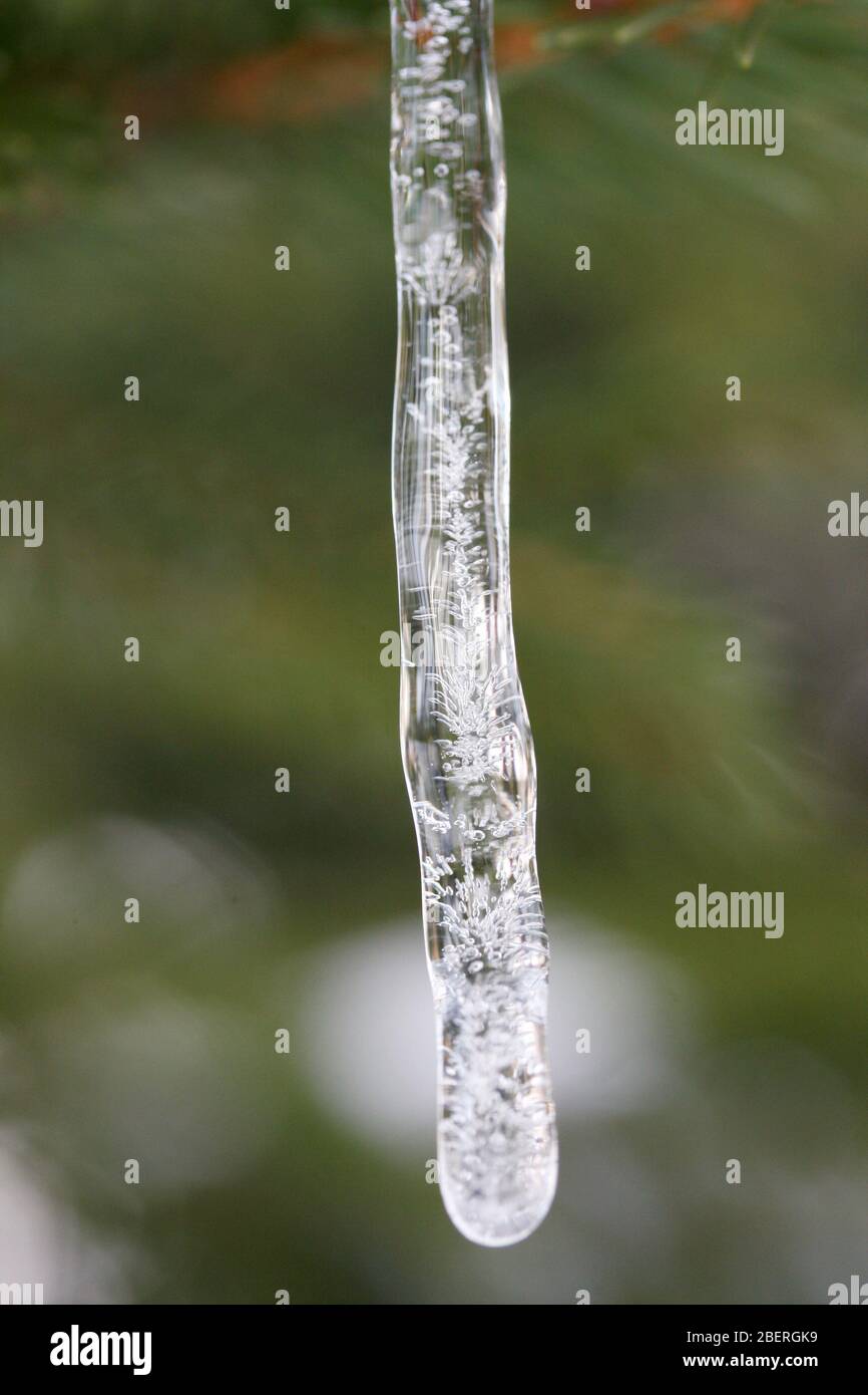 For an icicle frozen waterZu einem Eiszapfen gefrorenes Wasser Stock Photo