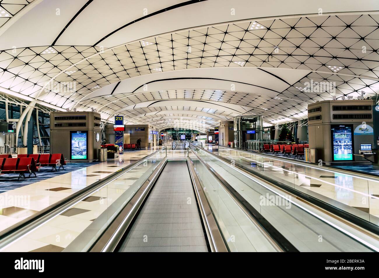 Interior design in Hong Kong International Airport. Stock Photo