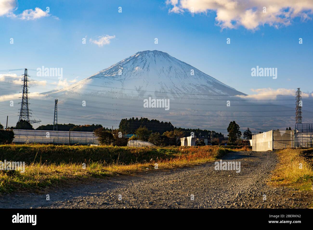 Mount Fuji also knows as Fujiyama or Fujisan, the highest mountain in Japan, is an active volcano. Commands an area surrounded by plenty of scenic spo Stock Photo