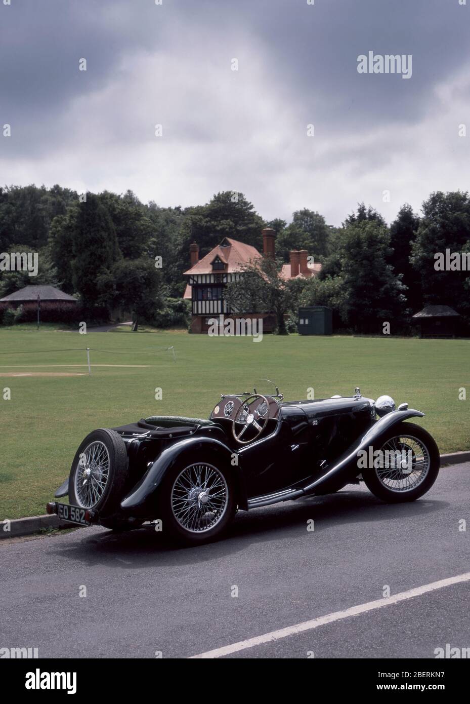 Vintage MG at Tilford Cricket Club, Tilford Surrey UK Stock Photo