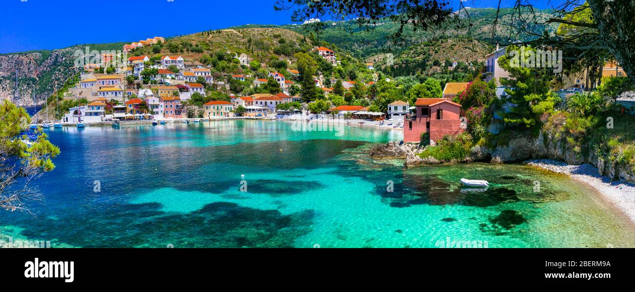 Traditional colorful Assos village,Cefalonia island,Greece. Stock Photo