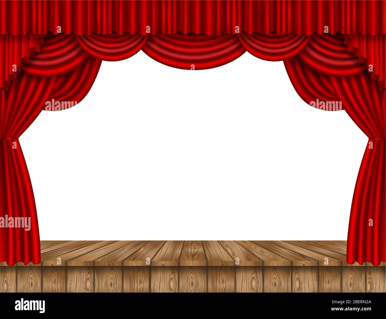 red curtains and wooden stage on white background Stock Vector Image & Art  - Alamy