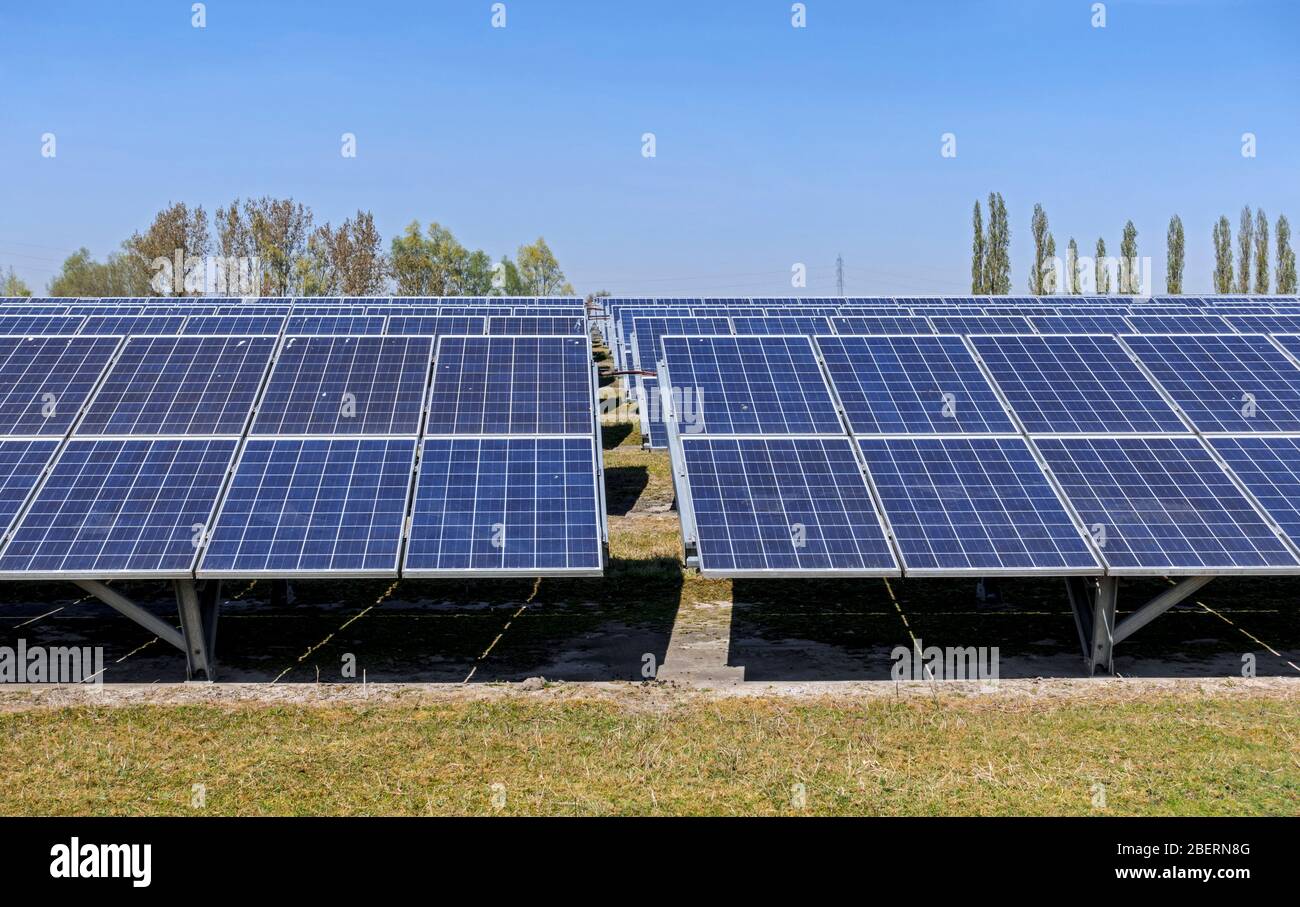 Solar panels of photovoltaic power station / solar park for the supply