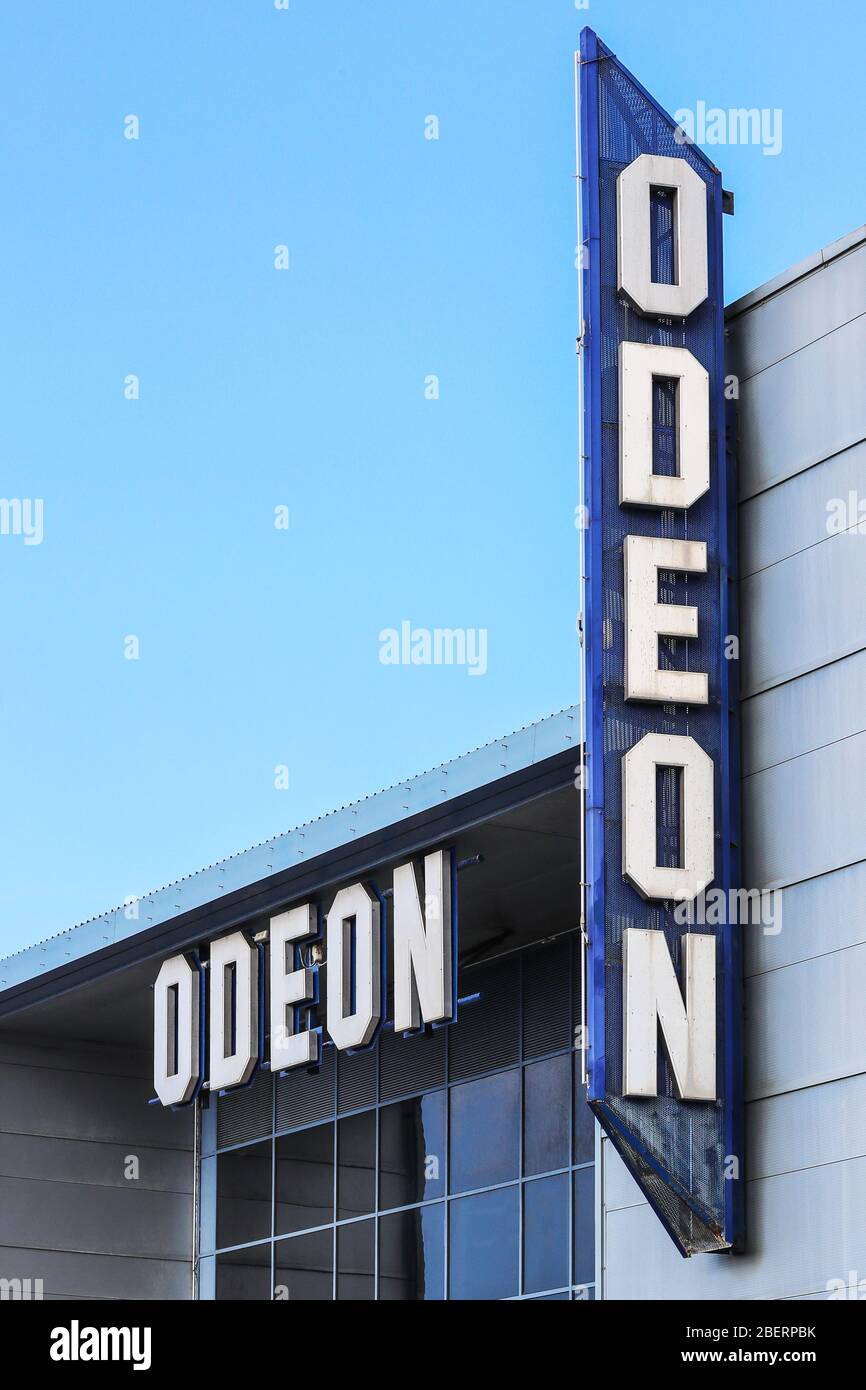 Company logo signs for odeon cinema, Kilmarnock, Ayrshire, UK Stock Photo
