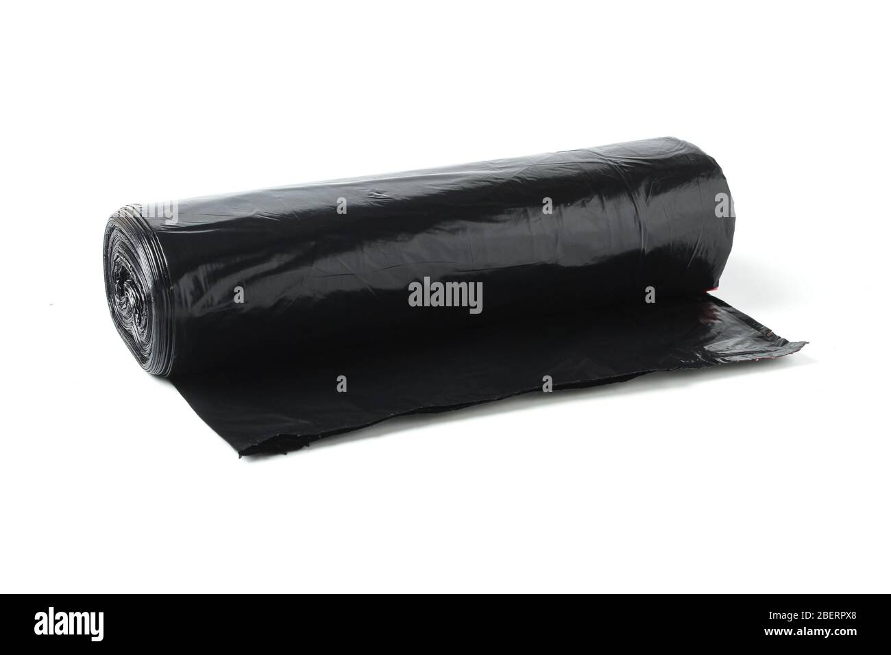 Roll of black plastic garbage bags isolated on a white background Stock ...