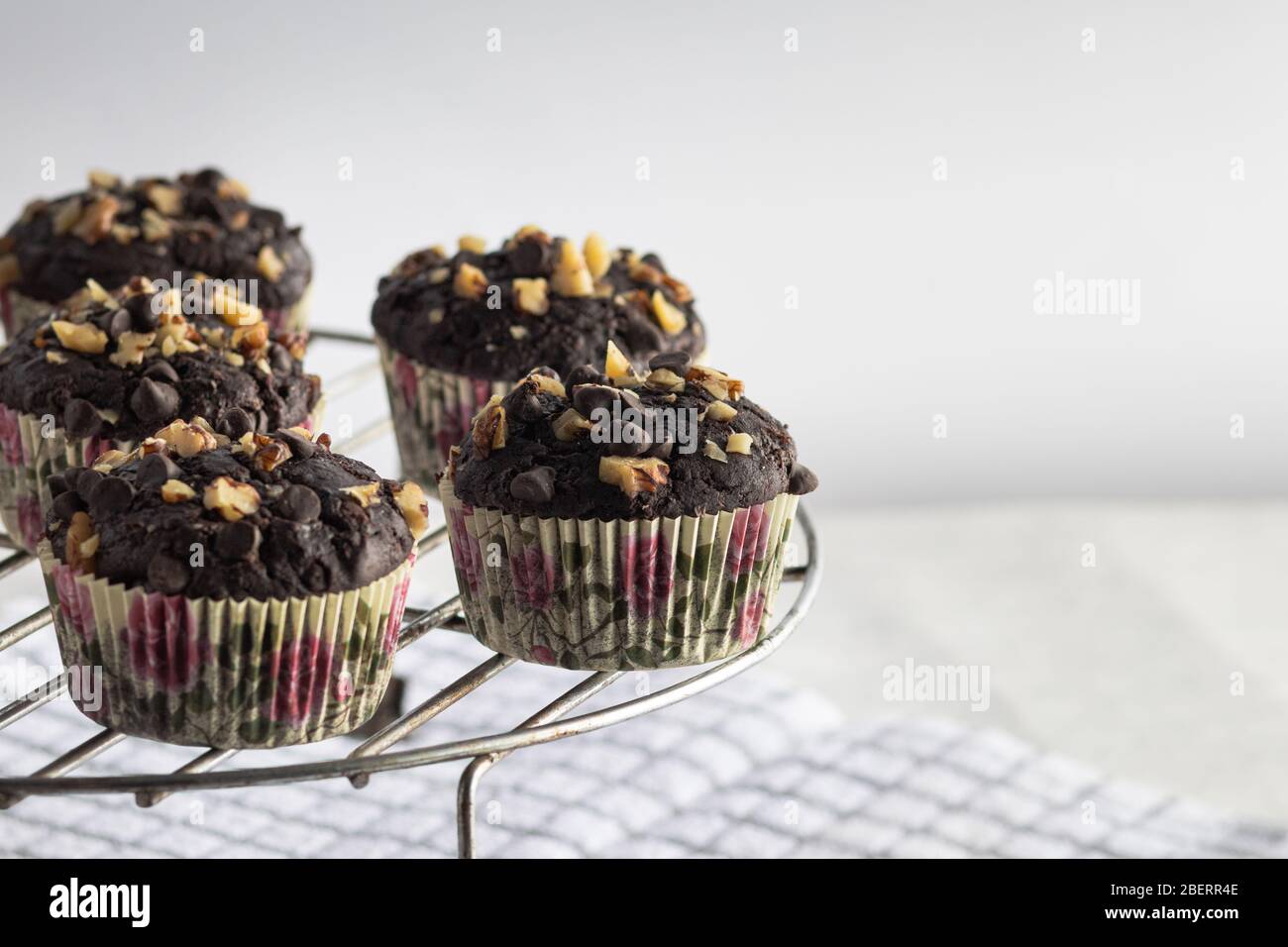 walnut muffins on a grill stand Stock Photo