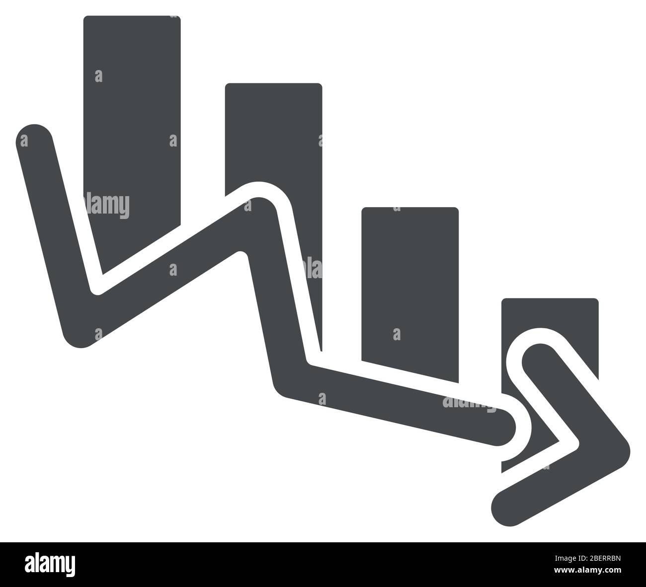 financial broke concept, graphic bar chart with financial arrow down ...