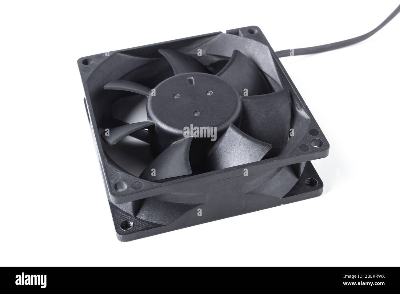 Black plastic cooler for computer unit isolated on white background Stock Photo
