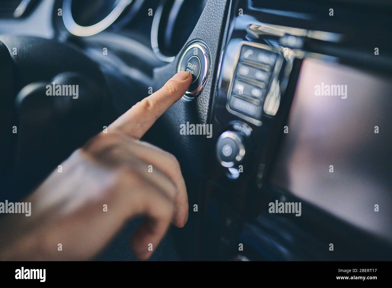 Guy enjoying a new car. Business concept Stock Photo Alamy