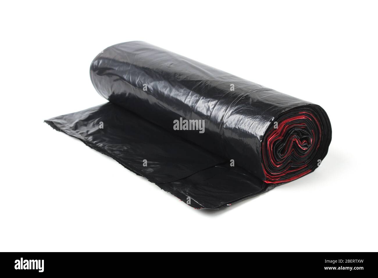 Roll of black plastic garbage bags isolated on a white background Stock ...
