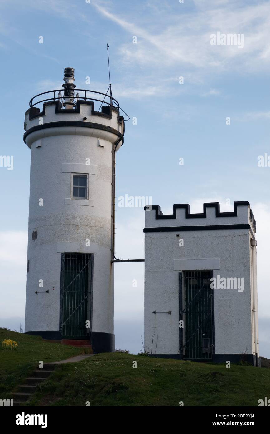 Elie Ness Lighthouse in Fife Scotland. Stock Photo