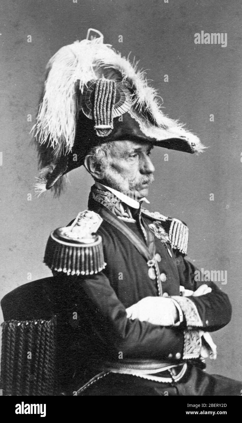 US Civil War -- Rear Admiral John Adolphus Dahlgren (1809-1870), c.1869. John Dahlgren was a lifelong Navy man. As an officer in the 1800s, he created the Navy's Ordnance Dept. and invented smooth bore howitzers that came to be used aboard nearly all Navy ships. The cannon would shoot long distances accurately and were used in many types of locations.   To see my Civil War-related images, Search:  Prestor  vintage  Civil War Stock Photo