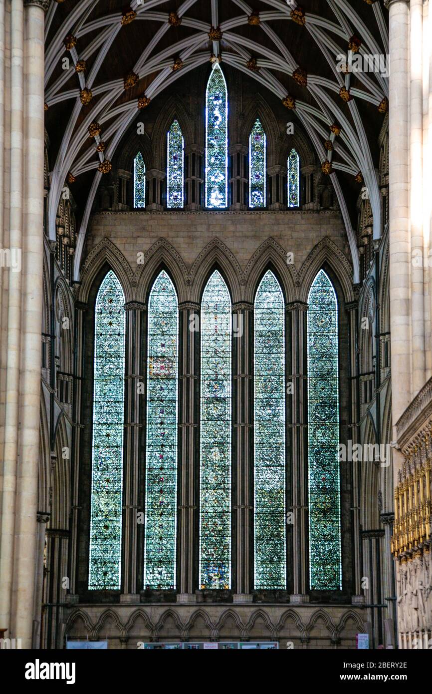 Stain glass window at York Minster in York Stock Photo Alamy