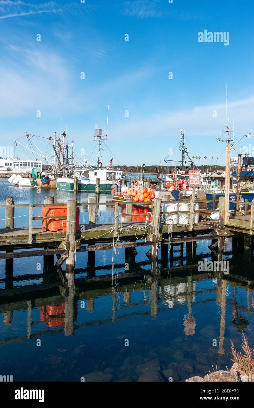 Commercial fishing boats docked at Sandwich Marina, Cape Cod