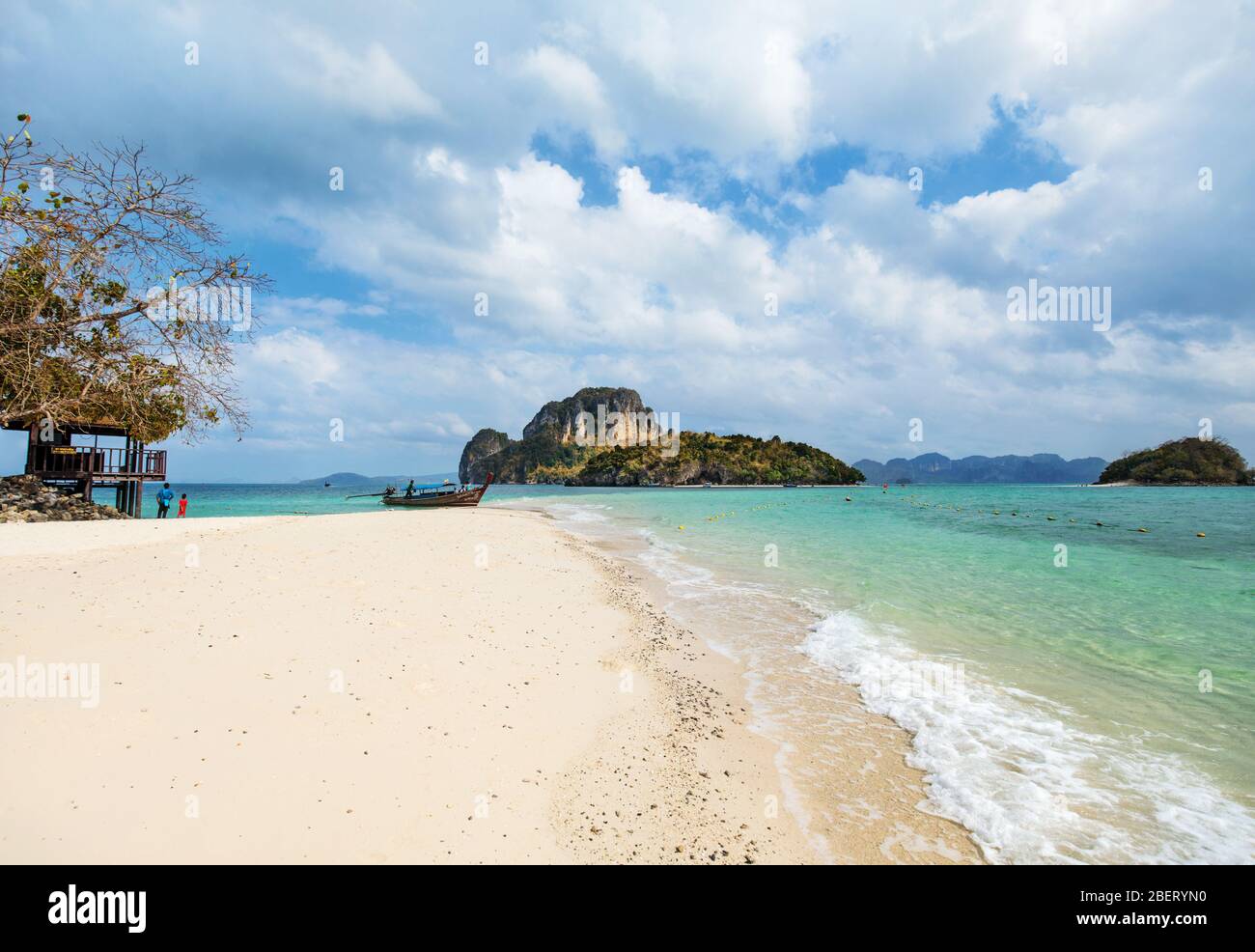White sand beach with clear blue waters in Tup Island, part of the Four Island tour in Krabi province. Ao Nang, Thailand. Stock Photo