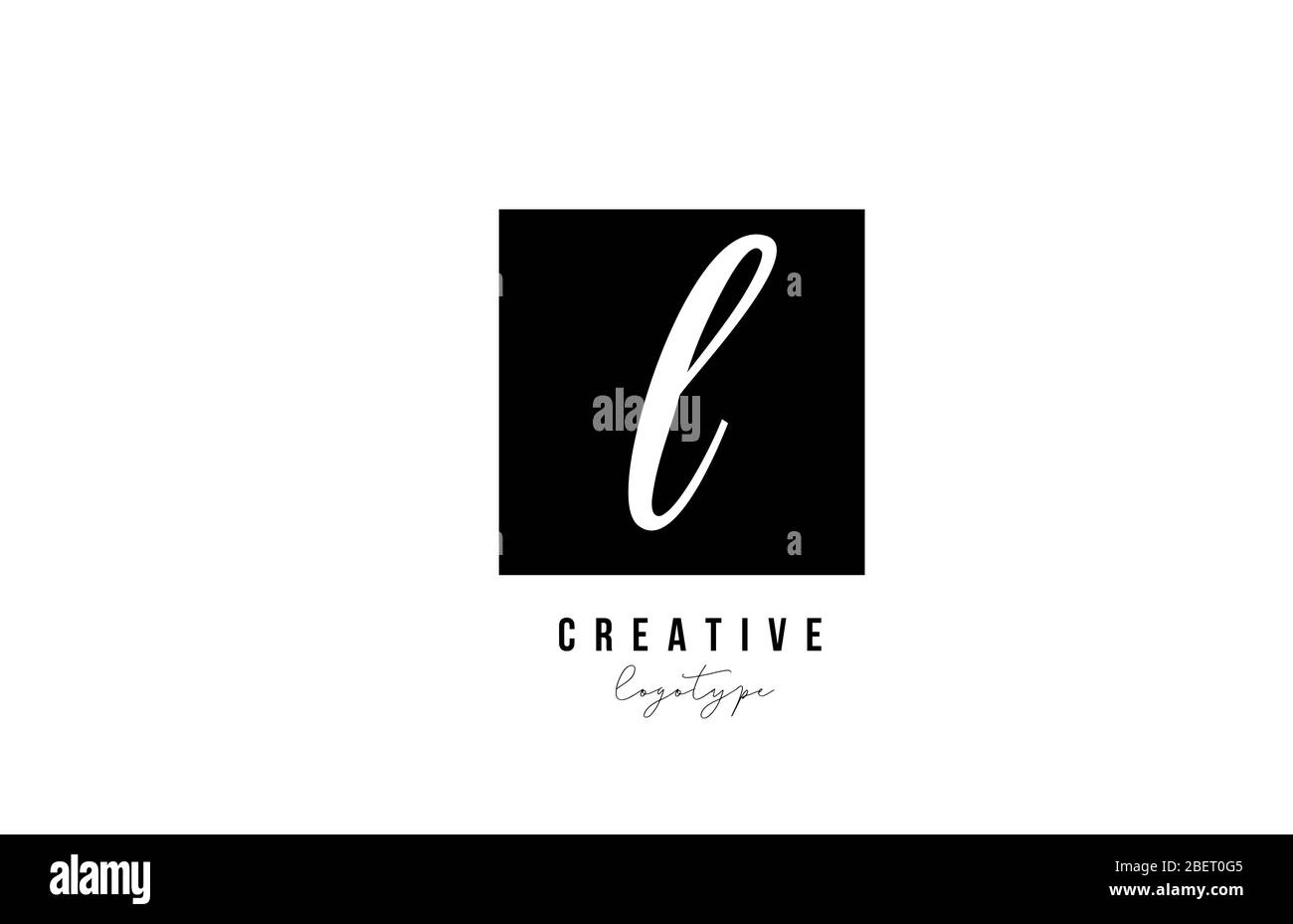 L simple black and white square alphabet letter logo icon design for ...