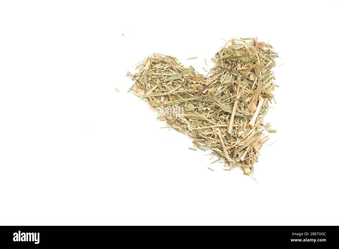 Lemon Grass heart shaped isolated on white background Stock Photo