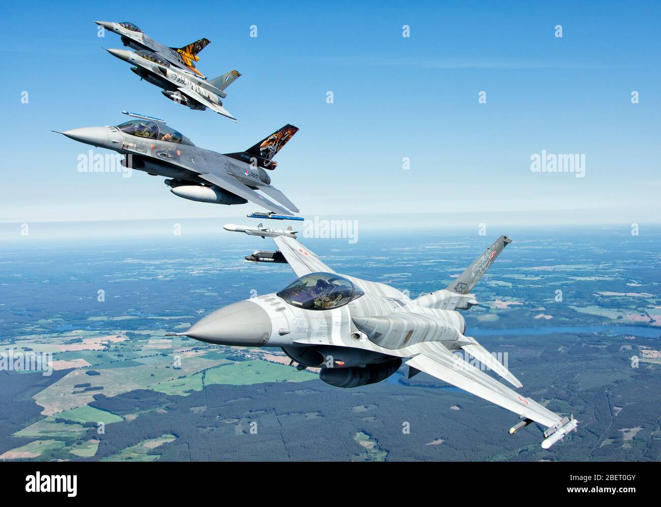Mix formation of F-16 aircraft during Exercise NATO Tiger Meet Stock Photo  - Alamy