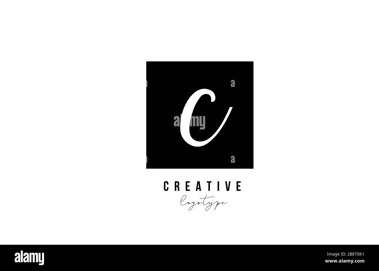 C simple black and white square alphabet letter logo icon design for ...