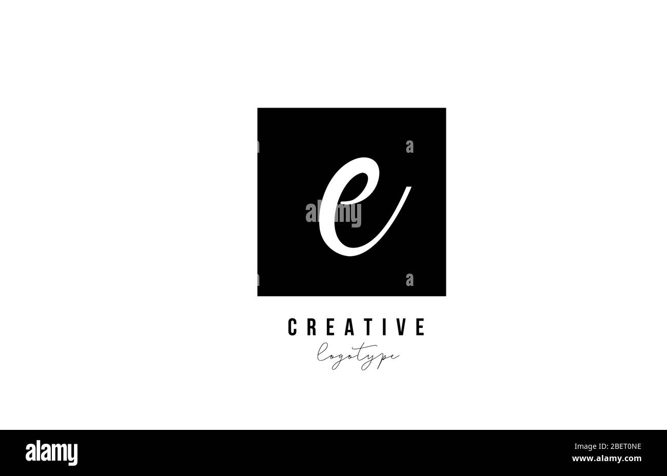 E simple black and white square alphabet letter logo icon design for ...