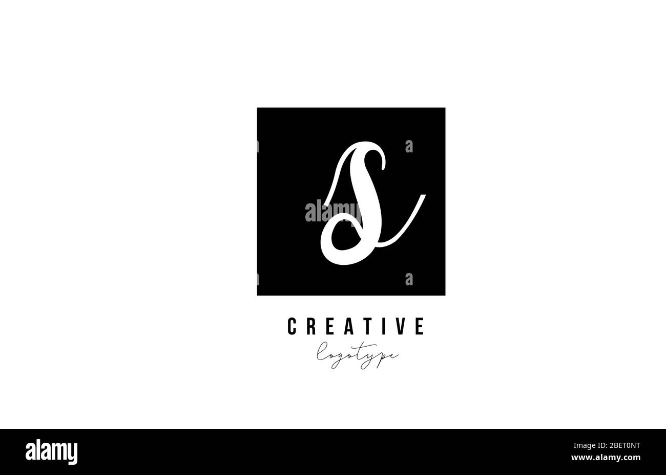 S simple black and white square alphabet letter logo icon design for ...