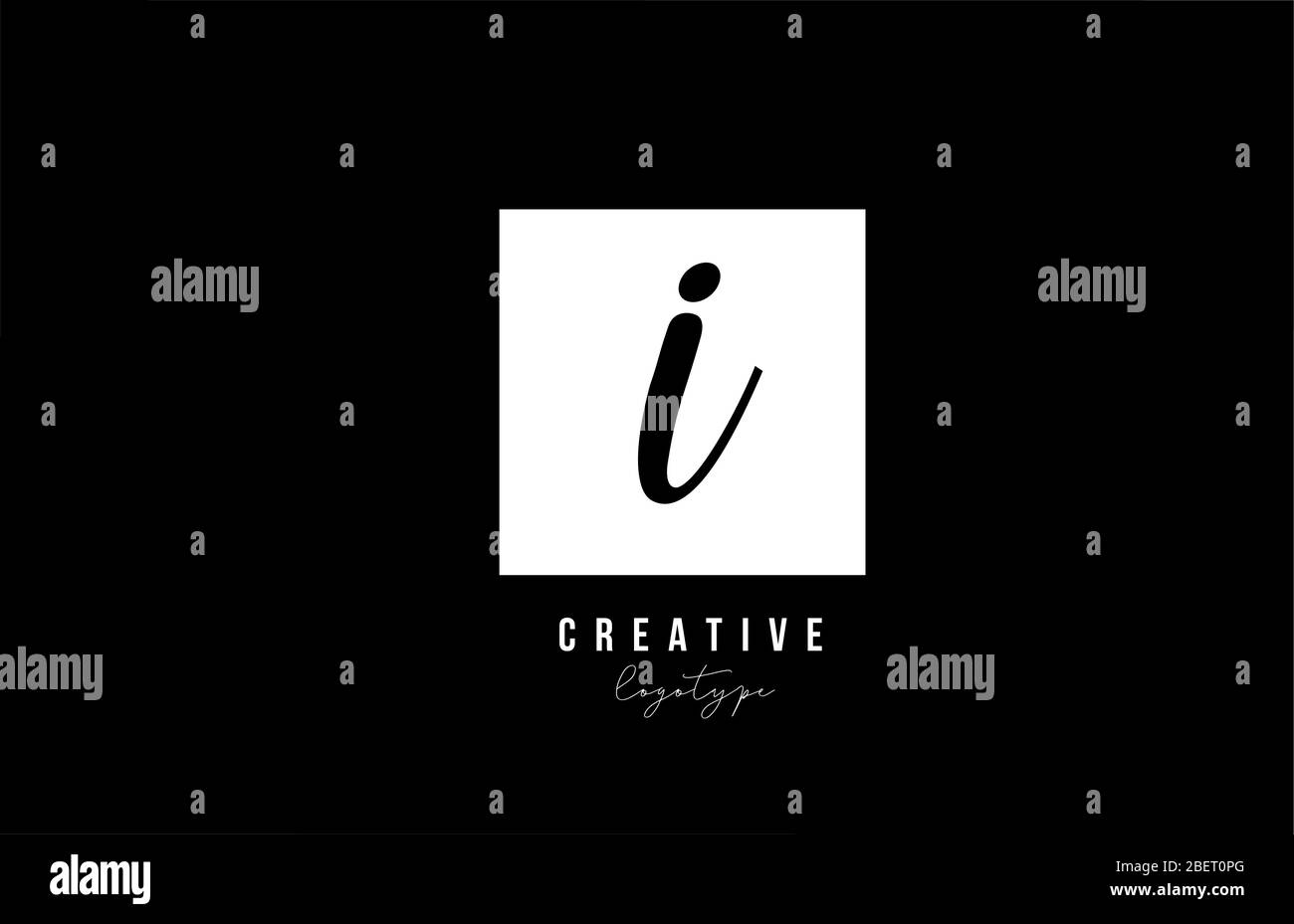 simple I black and white square alphabet letter logo design for ...
