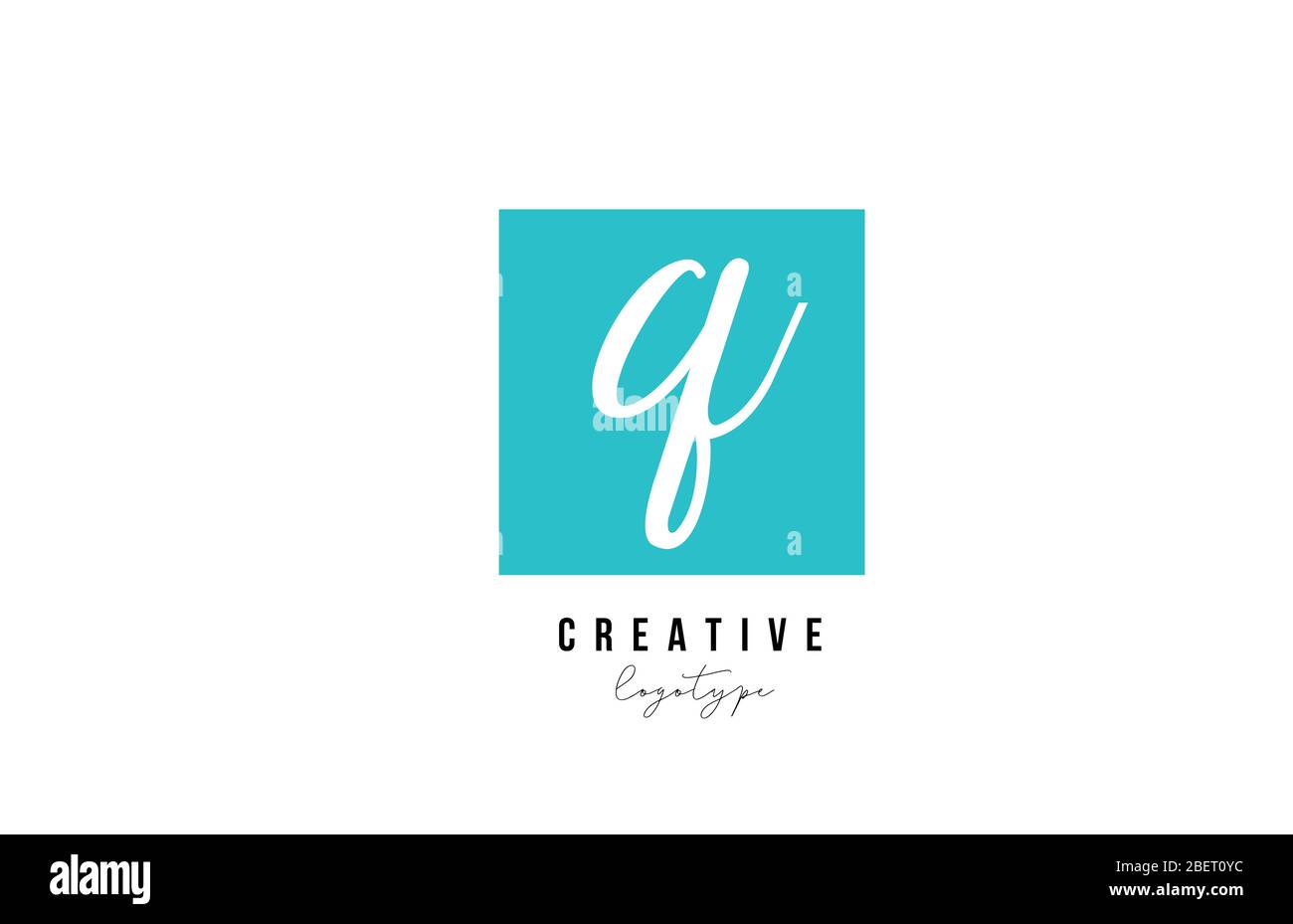 blue Q square alphabet letter logo icon design for company and business ...