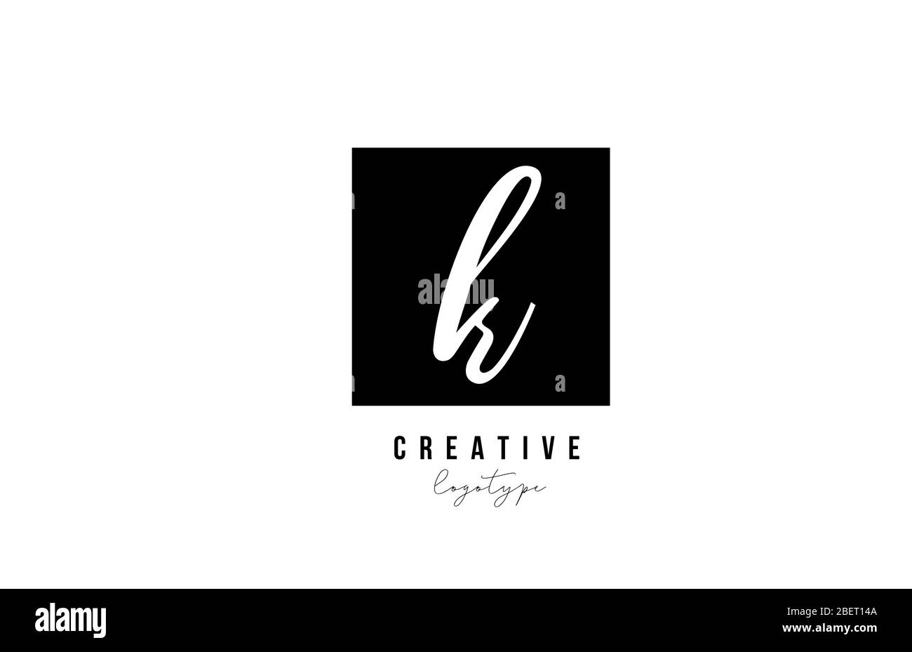 K simple black and white square alphabet letter logo icon design for ...