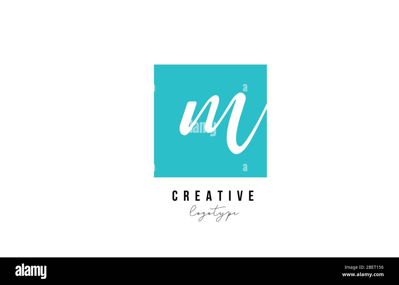 blue M square alphabet letter logo icon design for company and business ...