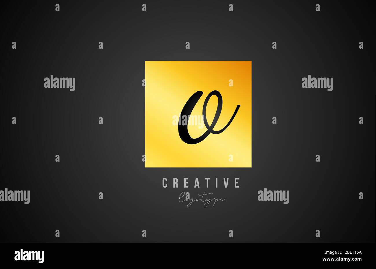 O gold golden square alphabet letter logo icon design for company and ...