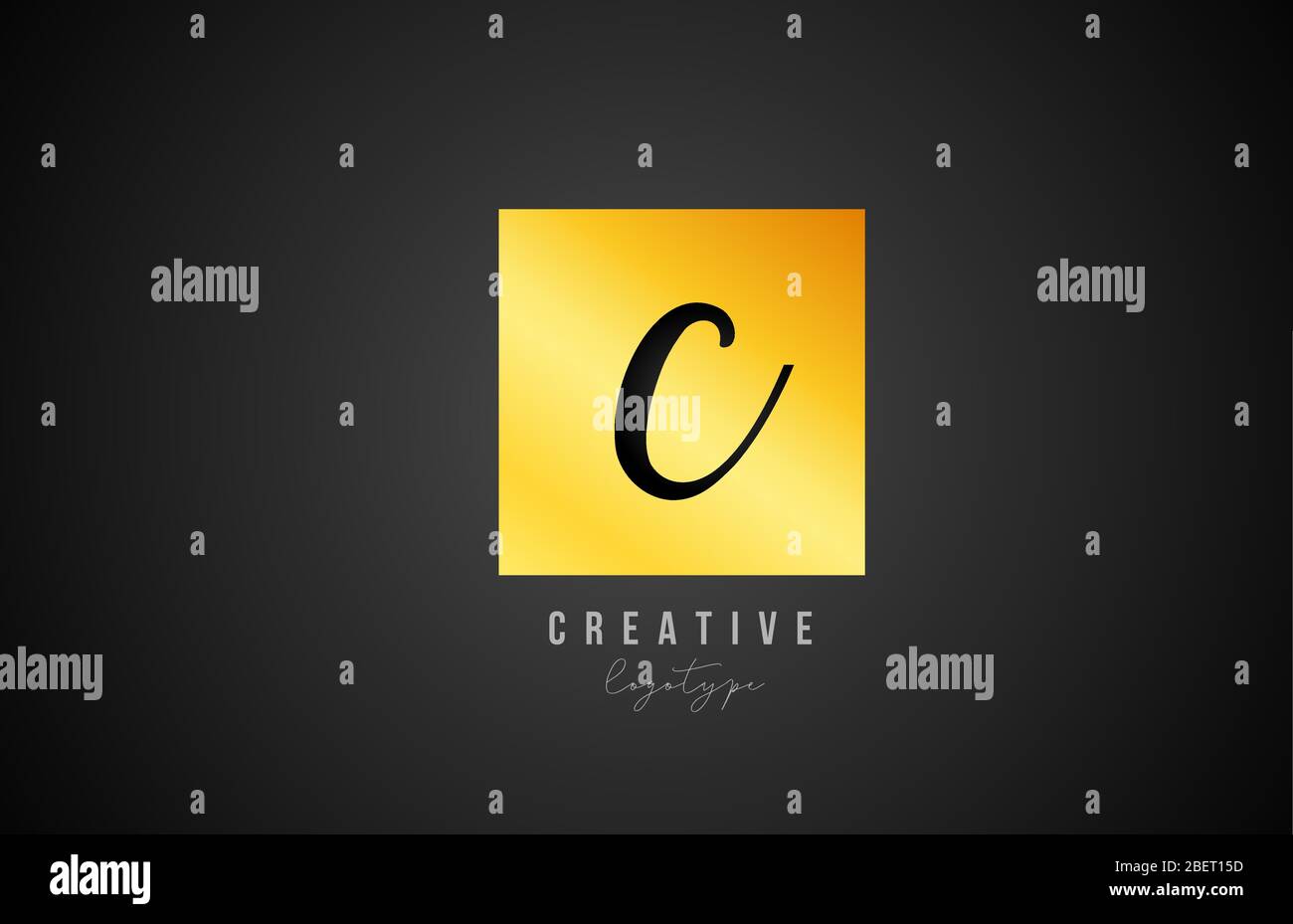 C gold golden square alphabet letter logo icon design for company and ...