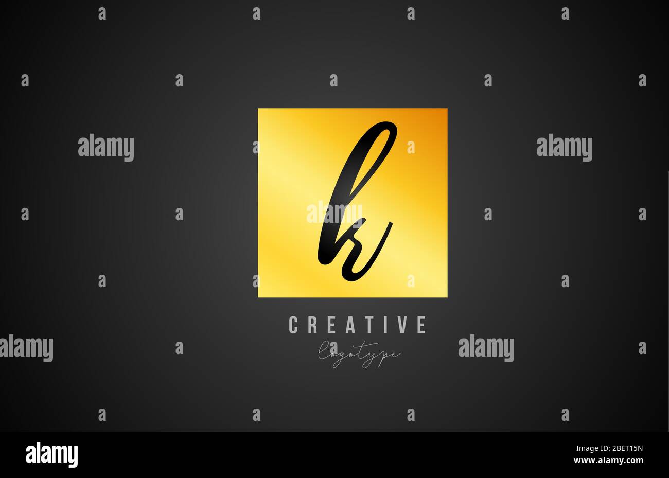 K gold golden square alphabet letter logo icon design for company and ...