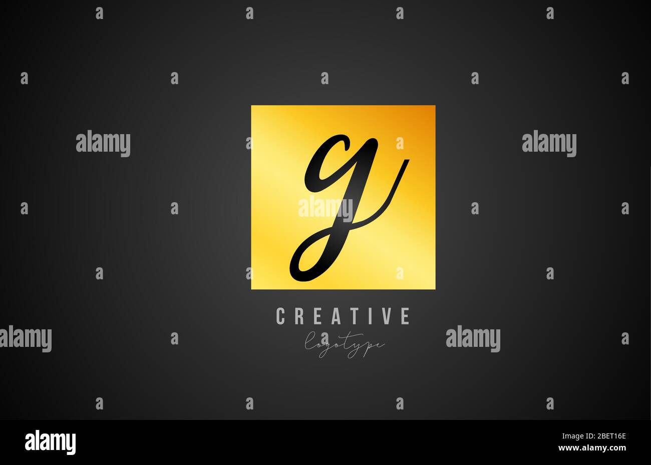 G gold golden square alphabet letter logo icon design for company and ...