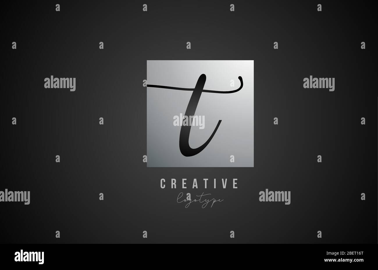silver metal grey T square alphabet letter logo icon design for company ...