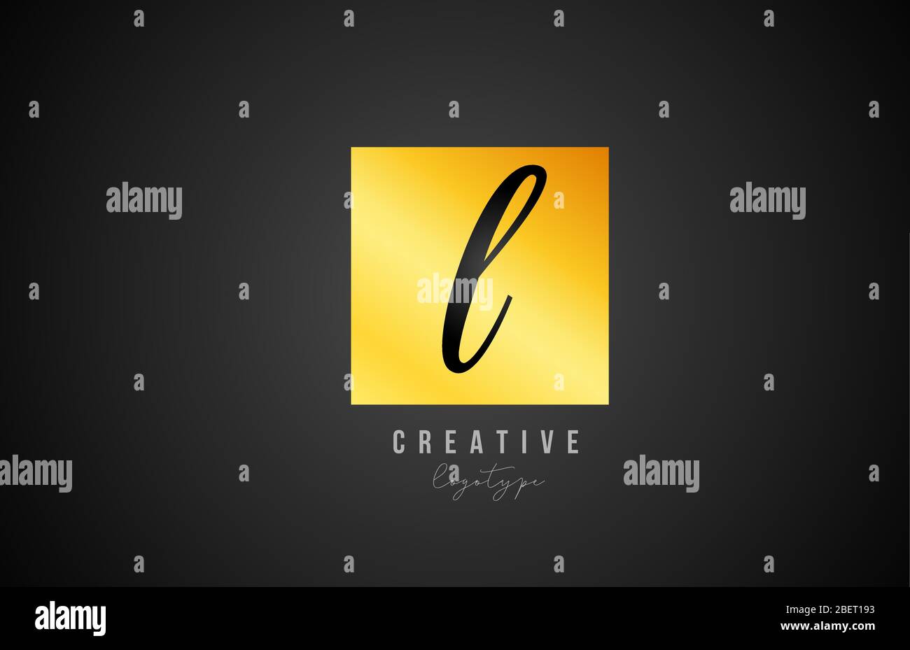 L gold golden square alphabet letter logo icon design for company and ...