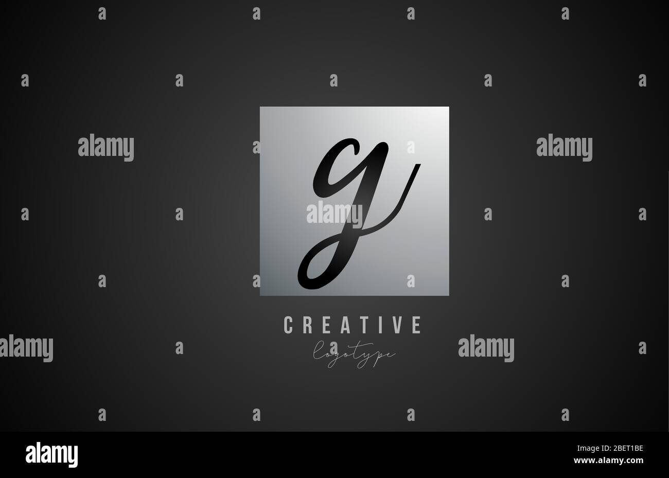 silver metal grey G square alphabet letter logo icon design for company ...