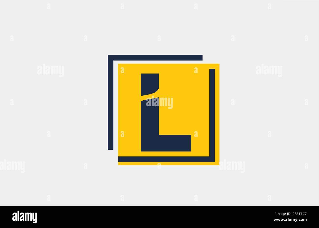 L yellow blue square alphabet letter logo icon design for company and ...