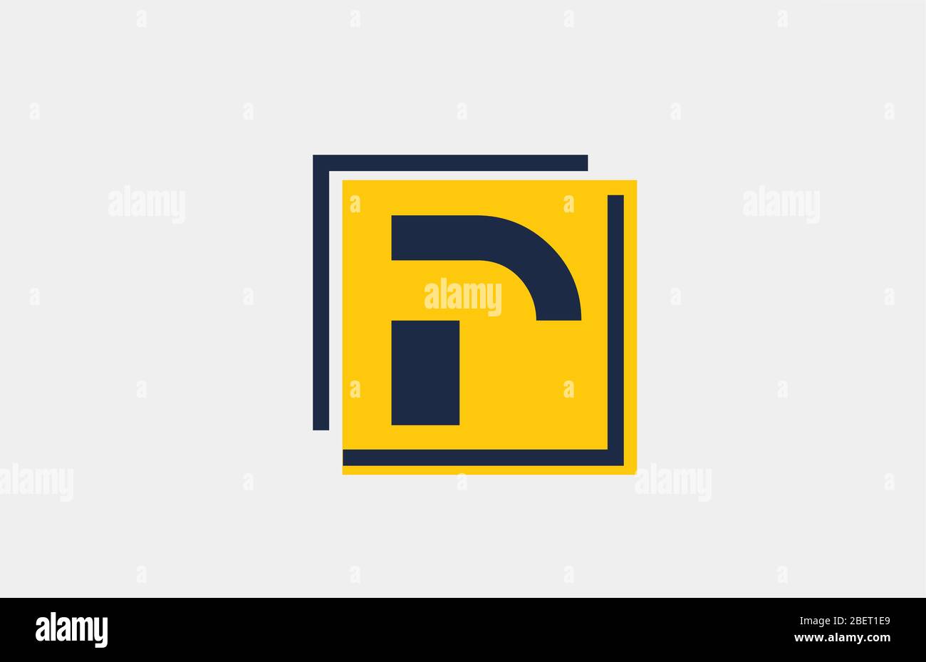 P yellow blue square alphabet letter logo icon design for company and ...