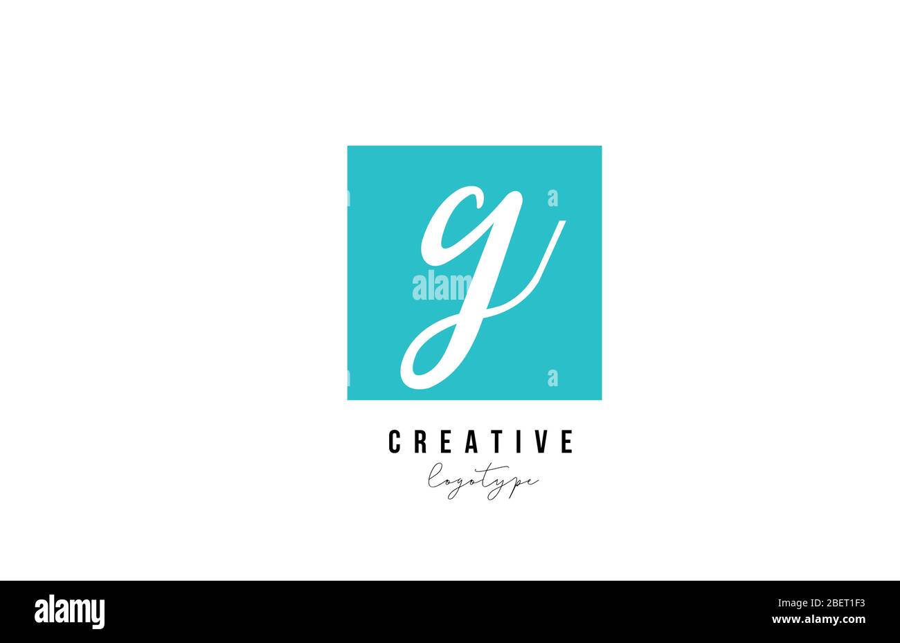 blue G square alphabet letter logo icon design for company and business ...