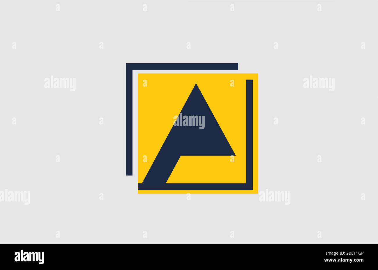 A yellow blue square alphabet letter logo icon design for company and ...