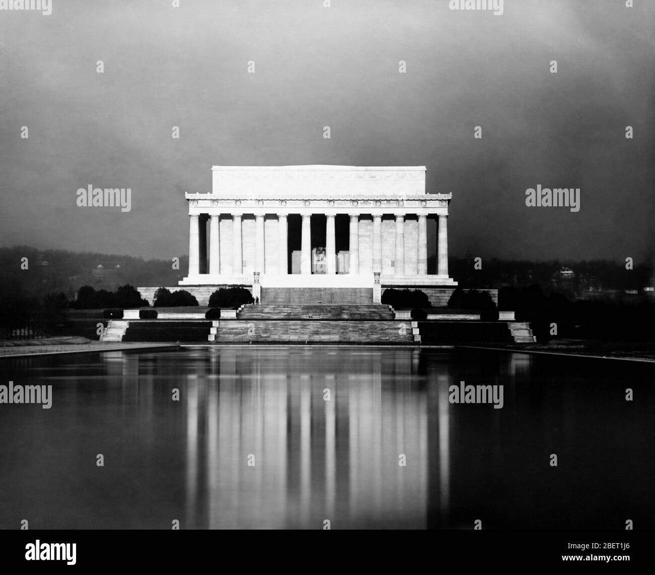 The Lincoln Memorial and The Lincoln Memorial Reflecting Pool, 1923. Stock Photo