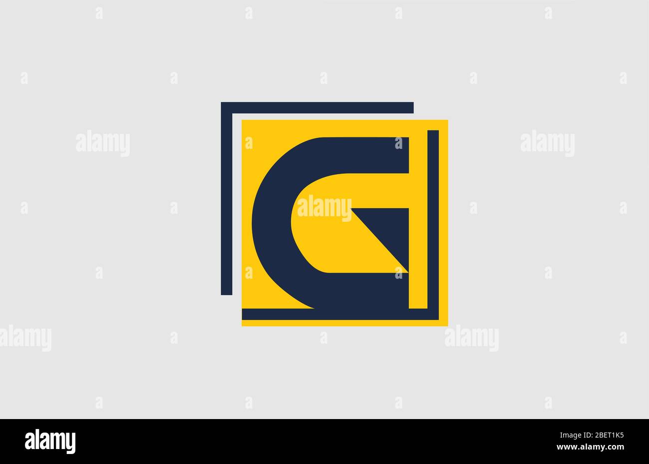 G yellow blue square alphabet letter logo icon design for company and ...